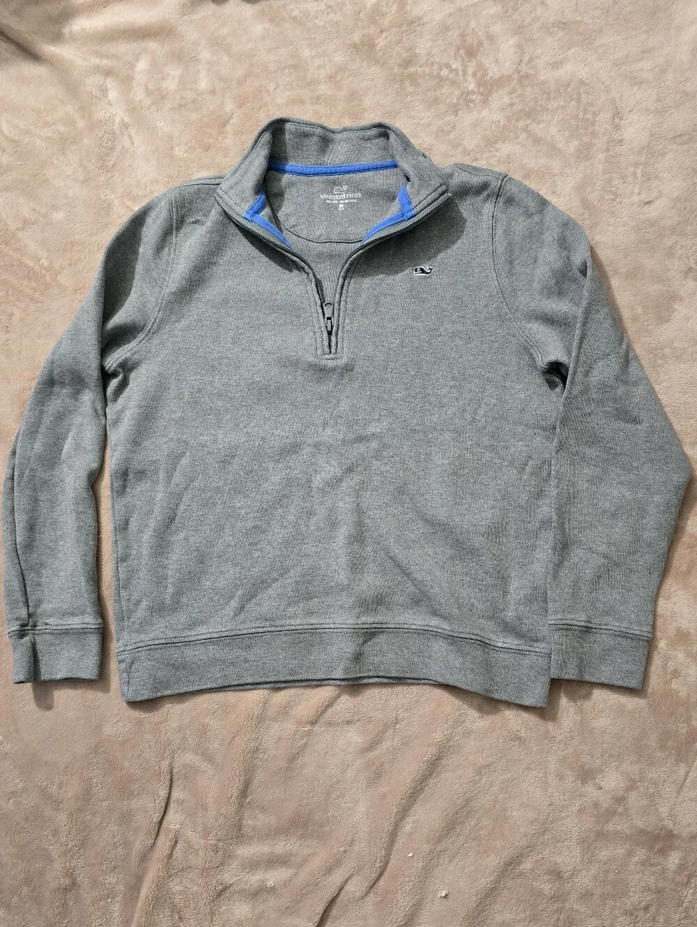 Vineyard Vines Boys Saltwater Quarter Zip Pullover Heather Grey Medium  12-14